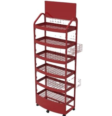 China Supermarket Lightweight Duty Free Standing Display Stands For Beef Jerky Metal Display Rack For Snack for sale