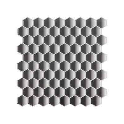 China Modern Orange Bathroom Wall Backsplash Tiles Self Adhesive Ceramic Hexagon Mosaic Wall Sticker DIY Wall Tiles for sale