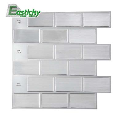 China Gray and white modern 3d strip tile peel and stick fire resistance TV background gray and white wall for kitchen living room for sale