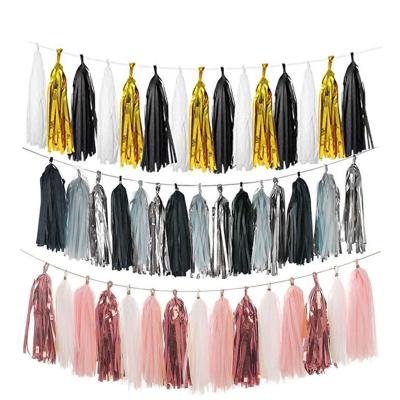 China 5pcs/pack 35CM DIY PET Tassels Wedding Decorations PET Foil Tassel Set for sale