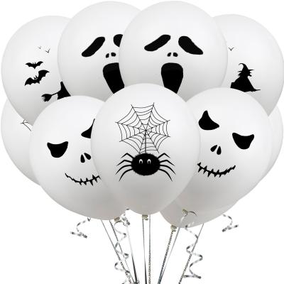 China Hot Selling White Latex Balloon Printed Ghost Spider Helium Balloon Happy Halloween Party for sale