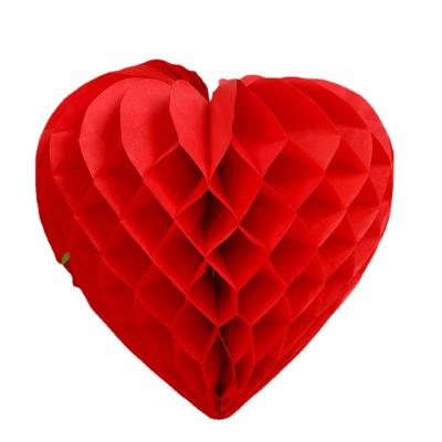 China Wholesale Festival Decoration Tissue Paper Honeycomb Decorations Heart Paper Honeycomb for sale