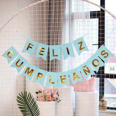 China UV Resistance Spanish Happy Birthday Banner Party Decorations Top Quality Paper Banner for sale