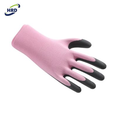 China Miro Foam Nitrile Coated Nylon Soft Flexible Liner Manufacturer Safety Garden Work Gloves for sale