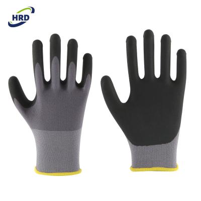 China Cheap Soft And Felxible Foam Micro Nitrile Dipped Flexible Tiler Labor Work Glove for sale