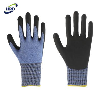 China Soft and felxible high tech foam nitrile coated upper handle ANSI A2 blade cut resistant occupational safety work glove for sale