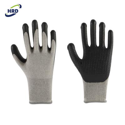 China Factory price soft and felxible foam micro nitrile coated cotton lining nitrile dots on upper palm grip construction work gloves for sale