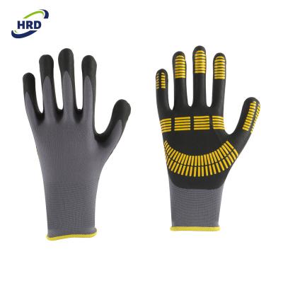 China Soft and felxible in top sale foam micro nitrile coated palm patterned occupational safety work glove for sale