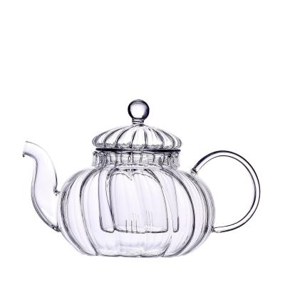 China Sustainable Food Grade High Borosilicate Glass Hand-Blown Teapot With Infuser for sale