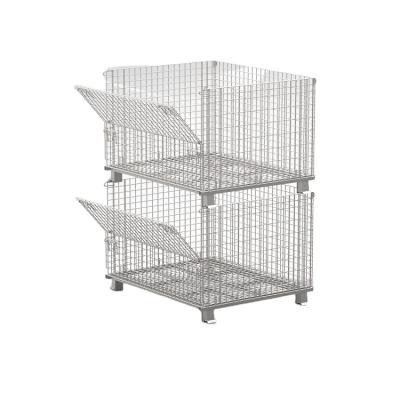 China Customized Large Collapsible Collapsible Metal Storage Wire Mesh Container For Warehouse for sale