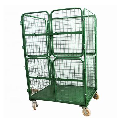 China Euro Trolley Standard Foldable Stackable Portable Mesh Roll Cage Logistic Container For Warehouse for sale