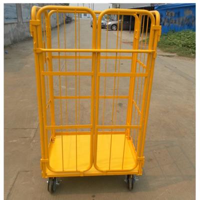 China Durable And Foldable Powder Coating Logistics Equipment Stackable Storage Trolley With 2 Door for sale