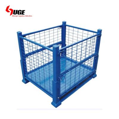 China Foldable Storage Equipment Customized Collapsible Lockable Wire Mesh Cage Pallet For Storage for sale