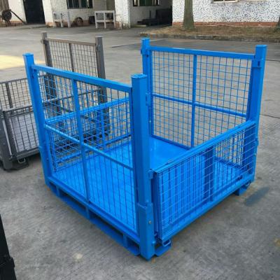 China Foldable Stackable Customized Powder Coated Lockable Metal Stillage Container For Transport for sale