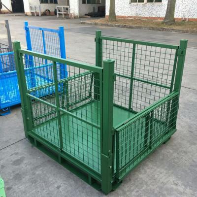 China Collapsible Powder Coating Collapsible Mesh Stacking Stillage Cage For Warehouse for sale