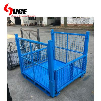 China 2021 Hot Selling Foldable Customized Optional Color Storage Pallet Cage Stillage With Casters For Auto Parts for sale