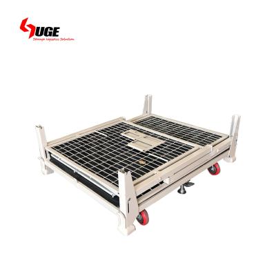 China Wholesale Collapsible Heavy Duty Collapsible Mesh Pallet Container With Wheels For Sale for sale