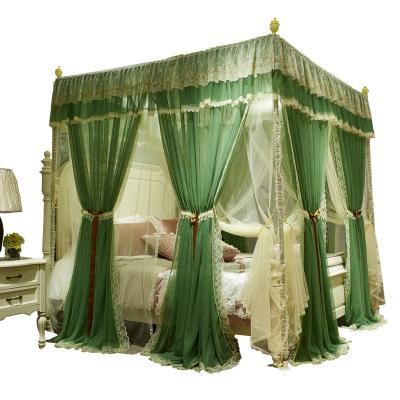 China Insecticide Treated Lightweight Luxury Large Space Green Lace Up Breathable 100ployester Seasons Bed Curtain Mosquito Net Tent for sale