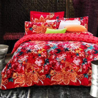 China Nondisposable 100% Cotton Sanded Bedding Set Duvet Cover Thick Warm Reactive Printing Sanding Bedding Sets for sale