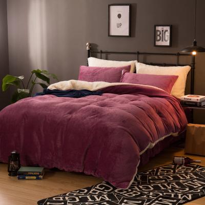 China Nondisposable warm AB versions for two sides A B flannel and lambskin cashmere both sieds can bed used for winter bedding sets for sale