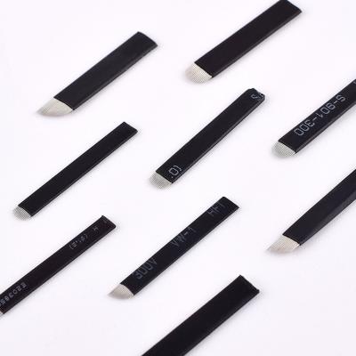 China Flex7 0.18mm Black Permanent 9 11 12 14 16 18 21U Pins Permanent Makeup Tebori Eyebrow Tattoo Needles Microblading Blade For Tattoo for sale