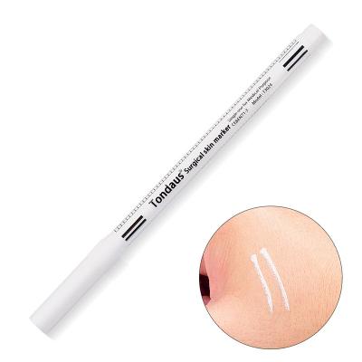 China Smooth Writing New Style 0.4mm Single Head Tattoo Waterproof White Ink Sterile Permanent Marker With Measuring Tapes for sale