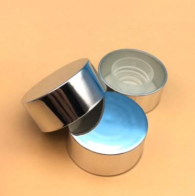 China Hot Sale Aluminum Silver Wall Cap Non Spill Double Plastic Screw Cap Lid For Bottle for sale