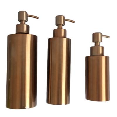 China Personal Care 250ml, 350ml, 550ml Polish Mounted Gold 304 Stainless Steel Empty Lotion Bottle Metal Shampoo Dispenser Bottle for sale