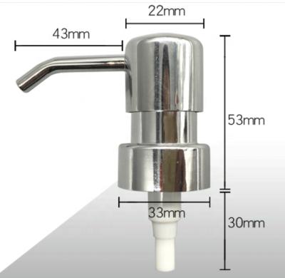 China Metal Plated 28mm Stainless Steel Lotion Feeding Pump Metal Pump Dispenser For Glass Bottle for sale