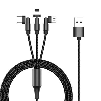 China Fast Charging 2021 On Stock Wholesale 3 In 1 Magnetic Fast Charging Cable 180 Degree Free Rotate Usb Micro Data Cable Mobile Phones Cable for sale