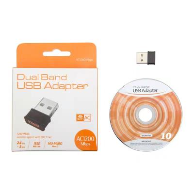 China Gigabit USB 1200M Dual Band Desktop/Laptop 5G Wireless Network Card for Portable 802.11ac WiFi High Speed ​​Adapter for sale