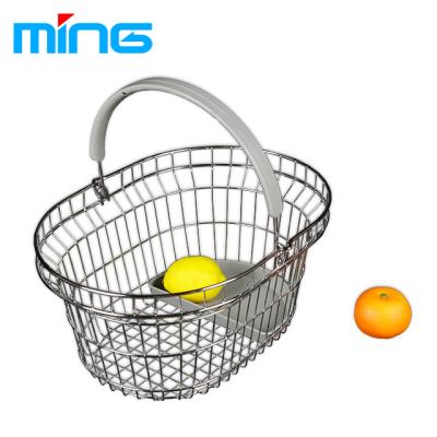 China Pharmacy Pharmacy Convenience Mall Elliptical Metal Easy-Carry Shopping Basket for sale