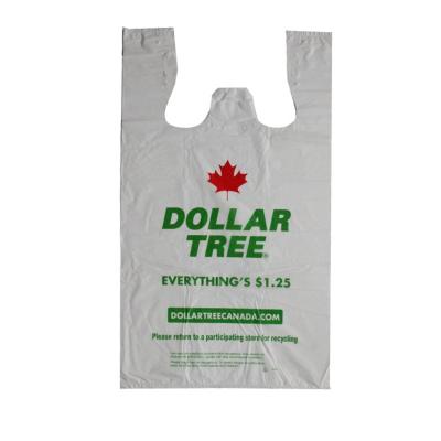 China Customized Handled Logo Printed Recycled Biodegradable T-Shirt Bags Plastic Shopping Bags for sale