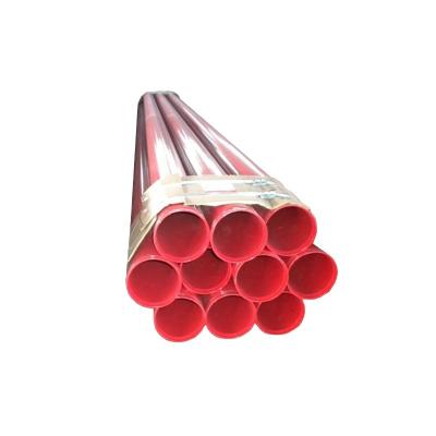 China Liquid pipe GBT3091 ERW welded carbon steel DN80 thickness 4mm red color RAL3000 spline end fire fighting pipe for sale