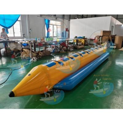 China 0.9mm PVC tarpaulin factory price 10 row single seats single seats water towable inflatable banana boat for sale for sale