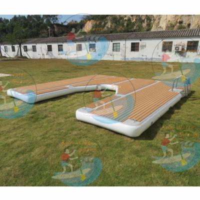 China Plato 0.9mm PVC Tarpaulin Drop Point PVC Teak Foam Inflatable Swim Platform Floating Drop Point/U-Dock, Yacht Pad Inflatable Dock Island Floating Platform sea ​​scooter for sale