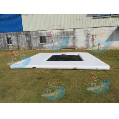 China Sea PVC Sea /Lake Floating Swimming Pool Inflatable Rectangular Inflatable Pool With Black Net for sale