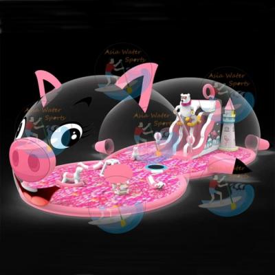 China New Design Park Outdoor Playground Children's Slide Ocean Ball Pit Hog Inflatable Pink Bubble House for sale