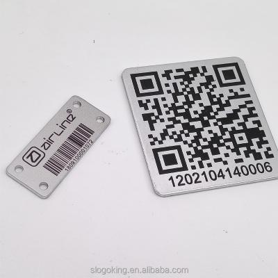 China Waterproof Custom Prototype Tagging Aluminum Label Metal Capital Printed Aluminum Barcode Label For Custom Labels for sale