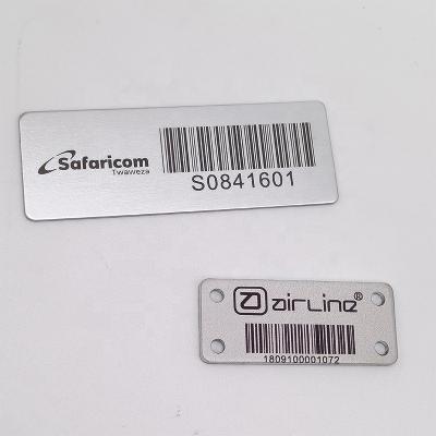 China Waterproof Custom Anodized Aluminum Barcode Metal Nameplate Barcode Label for sale