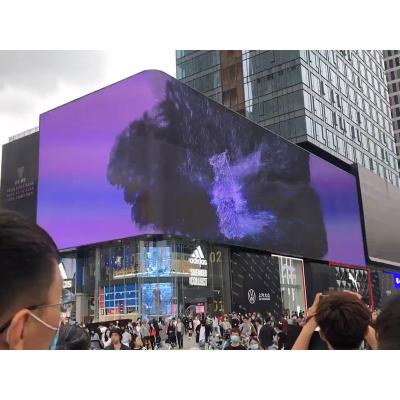 China Indoor P3.91 3.91Mm 3D Naked Eye Led Advertising Corner Display Screen Trade Outside 90 Degree Building Billboard Led Video Wall for sale