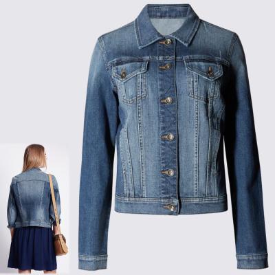 China Anti-Wrinkle Fashion Women's Stretch Denim Jacket High Quality Women Blue Denim Clothing Slim Fit Jeans Jacket for sale