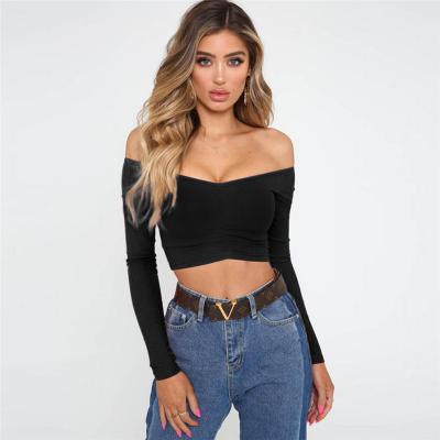 China Hot-selling QUICK DRY fashion women's off shoulder tank top blouse ladies summer sexuality casual crop tops short shirt for sale