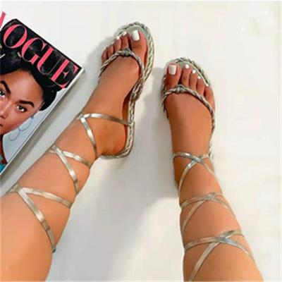 China Fashion Trend New Arrivals 2021 Women Summer Sandals Fashion Foot Ring Straps Flats Bandage Sandals for sale