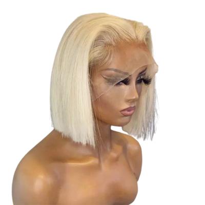 China Straight 613 Blond Color Bob Wig,Pre Plucked Swiss Lace Bob Wig For Black Women,Silky Straight Ombre Blonde 613 Hd Lace Frontal Wig for sale