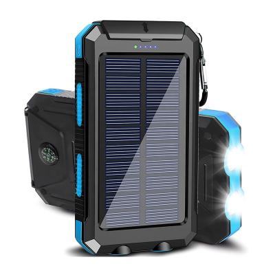 China Commonly Used Outdoor Portable Backup Battery Charger 20000mah Small Panel Powerbank Rechargeable Solar Power Bank With Led Light for sale