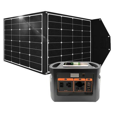 China Home 1000w 500w Mini Energy Storage System Power Station 220v Outdoor Camping Portable Solar Generator With Completed Panel Set for sale