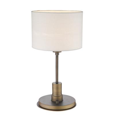 China Modern Adjustable Brightness LED Bedside Lamp Desk White Canvas Table Lamp for sale