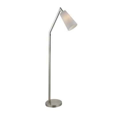 China Modern Hotel Style Torchiere Floor Lamp With Reveal Light White Shade Chrome Finish Torchiere Floor Lamp For Guest Room Lighting for sale