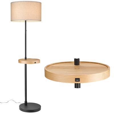 China Modern Modern Nightstand Lighting Attached Side Table With Shelves For Bed Room With End Table And Port USB Charging Floor Lamp for sale